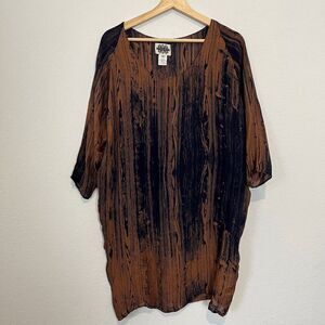 Anthropologie H Fredriksson Bark Tie Dye Silk Chiffon Tunic Dress Women's Size S